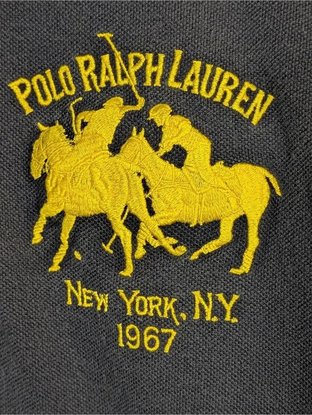 Polo Ralph Lauren Rugby Shirt XL Navy Blue Yellow 1967 NY Big Pony Vintage Style